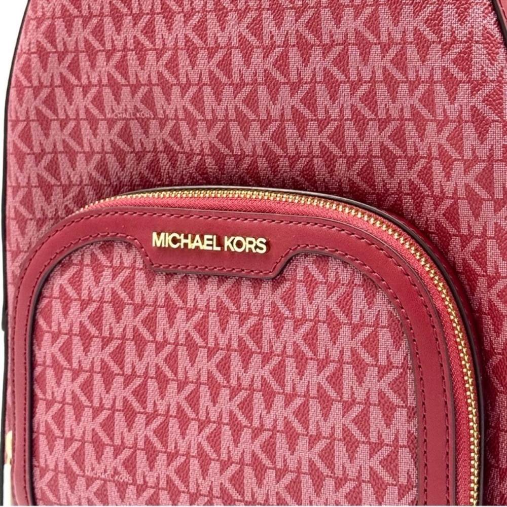 Michael Kors Jaycee Medium Signature Logo Backpack Cherry - Picture 2 of 10